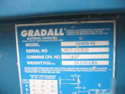 Gradall telehandler reach forklift fork lift truck