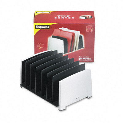File sorter, seven sections, plastic black/silver