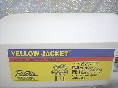Yellow jacket gauge set, R12, R22, R502 w/36