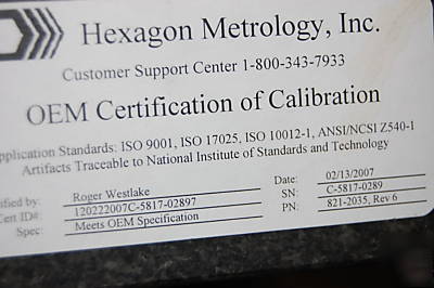 Sheffield cmm 1808-mh dcc mea calibrated 2007