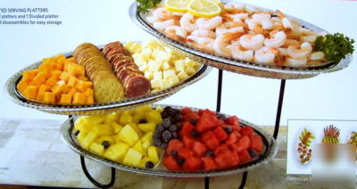 New 3 tier buffet server stand & three serving platters