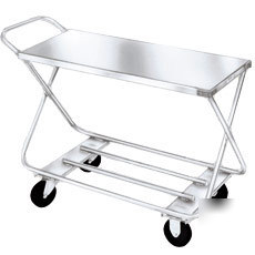 New galvanized hollywood shelf cart w/handle 2 bumper 