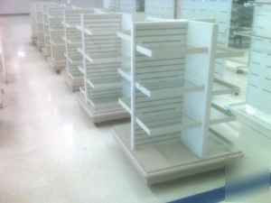 4 side gondola white slatwall glass display liquidation