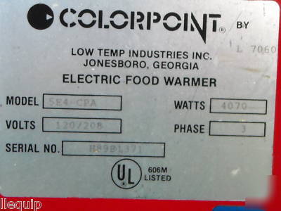 Colorpoint 4 pan food warming steam table 58