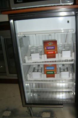 Tombstone pizza vending cart, microwave,freezer,trash+