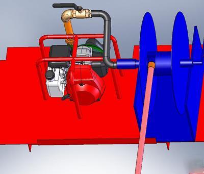 Truck mount spray system, hose reel, 500 g tank, pump