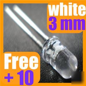 500 free +10 led 3MM round light bulb lamp bright white