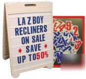 Poly plastic sandwich sidewalk signboard w/letters