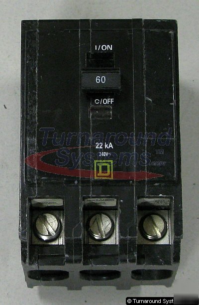 Square d QOB360VH breaker, 60 a,mp 3 pole, 22 kair