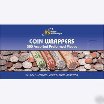 Coin wrappers, mixed set of preformed, 