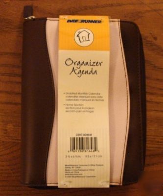 New day runner organizer agenda brown/pink 6-ring 