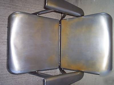 4 pc. vtg.russel wright industrial metal folding chairs