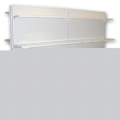 8' runs of 6' high double sided retail gondola shelving