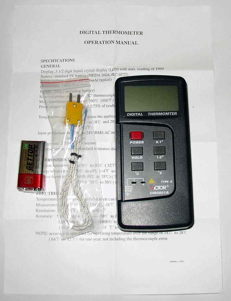 New professional digital thermometer w/probe